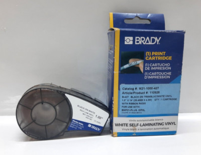 Brady M21-1000-427 Weiß Selbst Laminieren Vinyl Schwarz auf Weiß