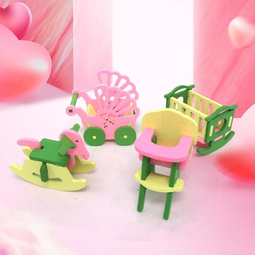 1Set Wooden Furniture Dolls House Room Family Miniature Toys Kids child Gifts - 第 17/22 張圖片