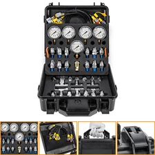 Hydraulic Pressure Test Kit 5 Gauges,13 Test Couplings,14 Tee Connectors,5 Hoses