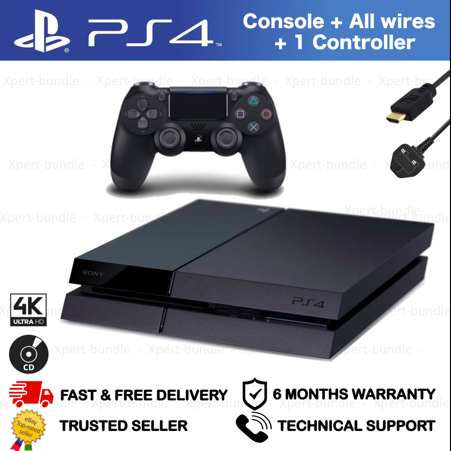 Sony PlayStation 4 500GB Jet Black Console - Refurbished, Includes Accessories, 1-Year Warranty