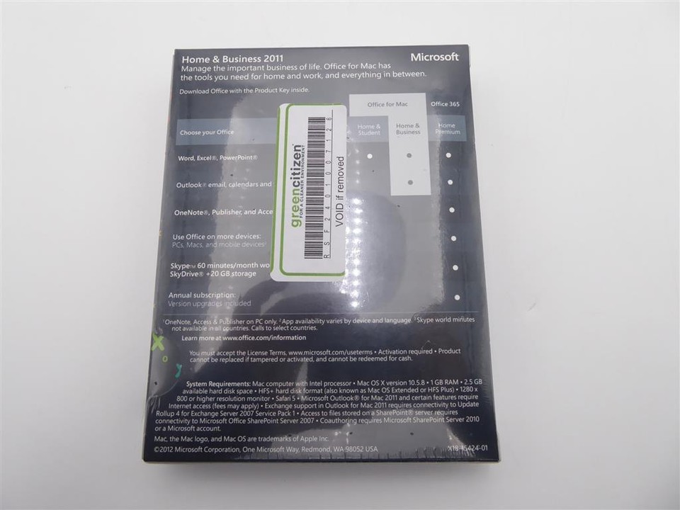 Microsoft Office Home & Business Mac 2011 Product Key Full Retail