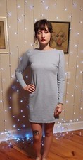 LOFT Sweatshirt Dress with Puffy Long Sleeves and Gold Back Zipper Size 4 