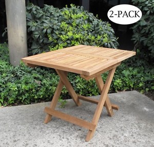 Patio Outdoor Teak Folding Picnic End Side Table 2 Pack Ebay