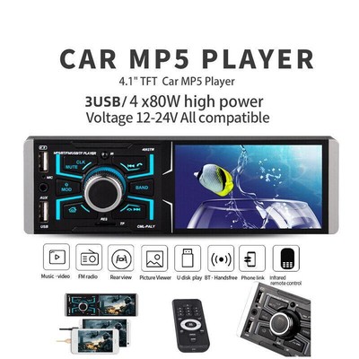 Touch Screen Bluetooth Car Radio Video MP5 Player USB/AUX 12V-24V Universal4.1'' 