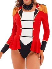 Women Circus Ringmaster Bodysuit Jumpsuit Cosplay Costumes Halloween Outfits
