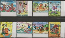 Disney 1986 Grenada Grenadines Disney - Christmas 1986 Complete Set of 8 - MNH