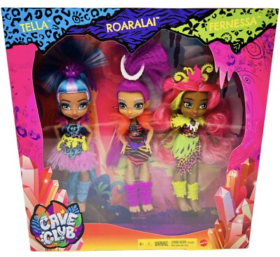 Cave Club 3 Pack Dolls Tella Roaralai Fernessa Prehistoric Kids Fashion Barbies