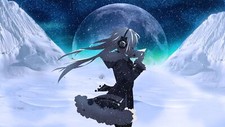 Anime moon headphones snow night girls blonde closed Playmat Game Mat Desk