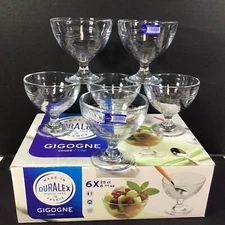 Duralex Gigogne Fruit Footed Clear Cup Dish Made In France 8.75 oz Box of 6