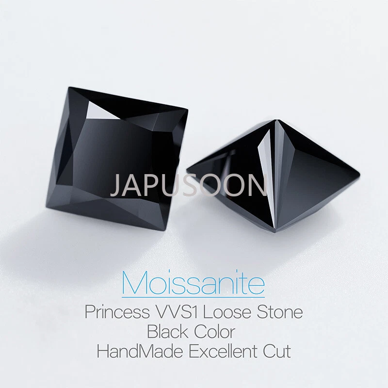 1~ 3 ct VVS1 Black Color Princess Excellent Cut Moissanite Loose Gemstones & GRA - Image 2 of 4