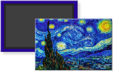 Starry Night Vincent Van Gogh Repro Image Fridge Refrigerator Magnet 2 x 3