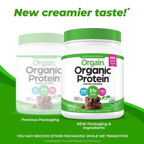 Orgain Organic Vegan Plant Based Protein Powder - Creamy Chocolate Fudge-16.32oz