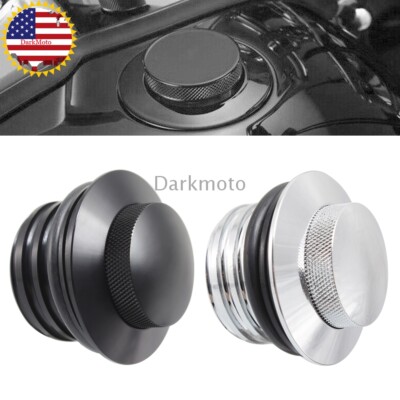 Mount Flush Pop Up Vented Fuel Tank Gas Cap Cover Chrome/Black For Harley Dyna
