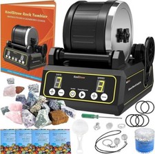 2.5LB Rock Tumbler Kit 3-Speed Motor  9-Day Timer Rubber Barrel Stone Polisher