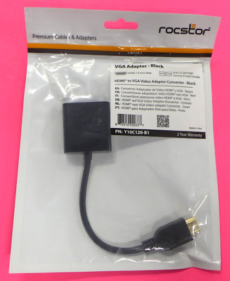 NEW Rocstor HDMI To VGA Video Adapter Converter Cable Black Y10C120-B1