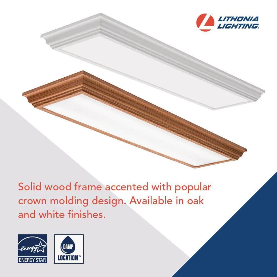 Luz LED de montaje empotrado Lithonia Lighting 4'L 64W 3300 lúmenes blanco brillante en roble Foto 2 de 4