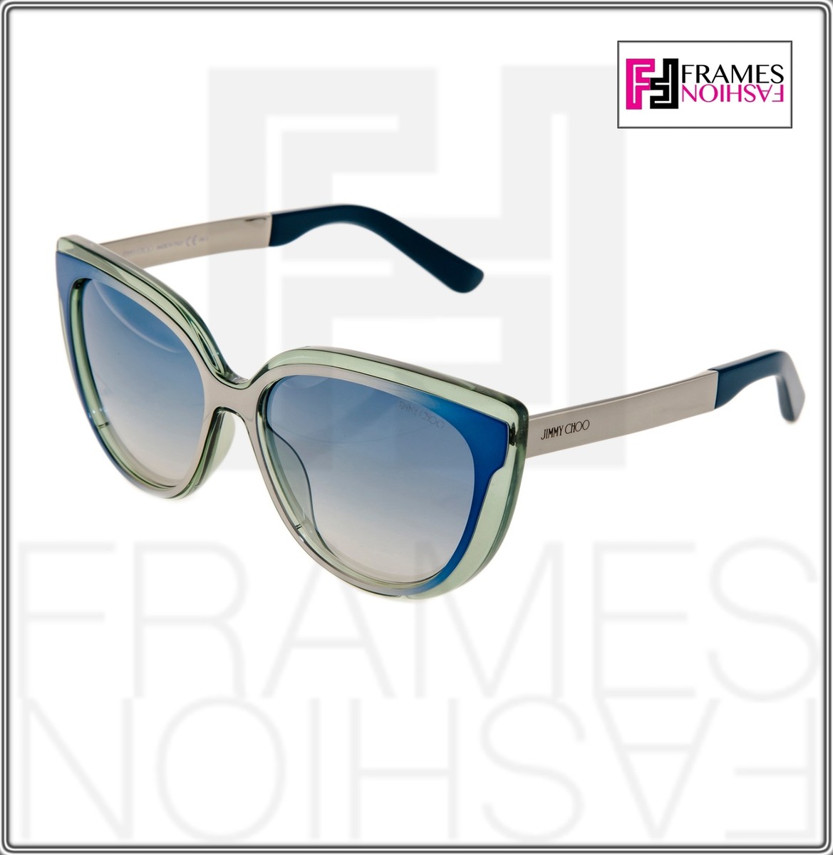 Jimmy Choo Aqua Blue Sunglasses JIMMY CHOO Cindy Aqua Azure Silver Mirrored Metal Cat Eye  main image 3