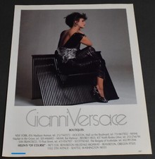 1985 Print Ad Sexy Heels Long Legs Feminine Lady Brunette Gianni Versace Dress L
