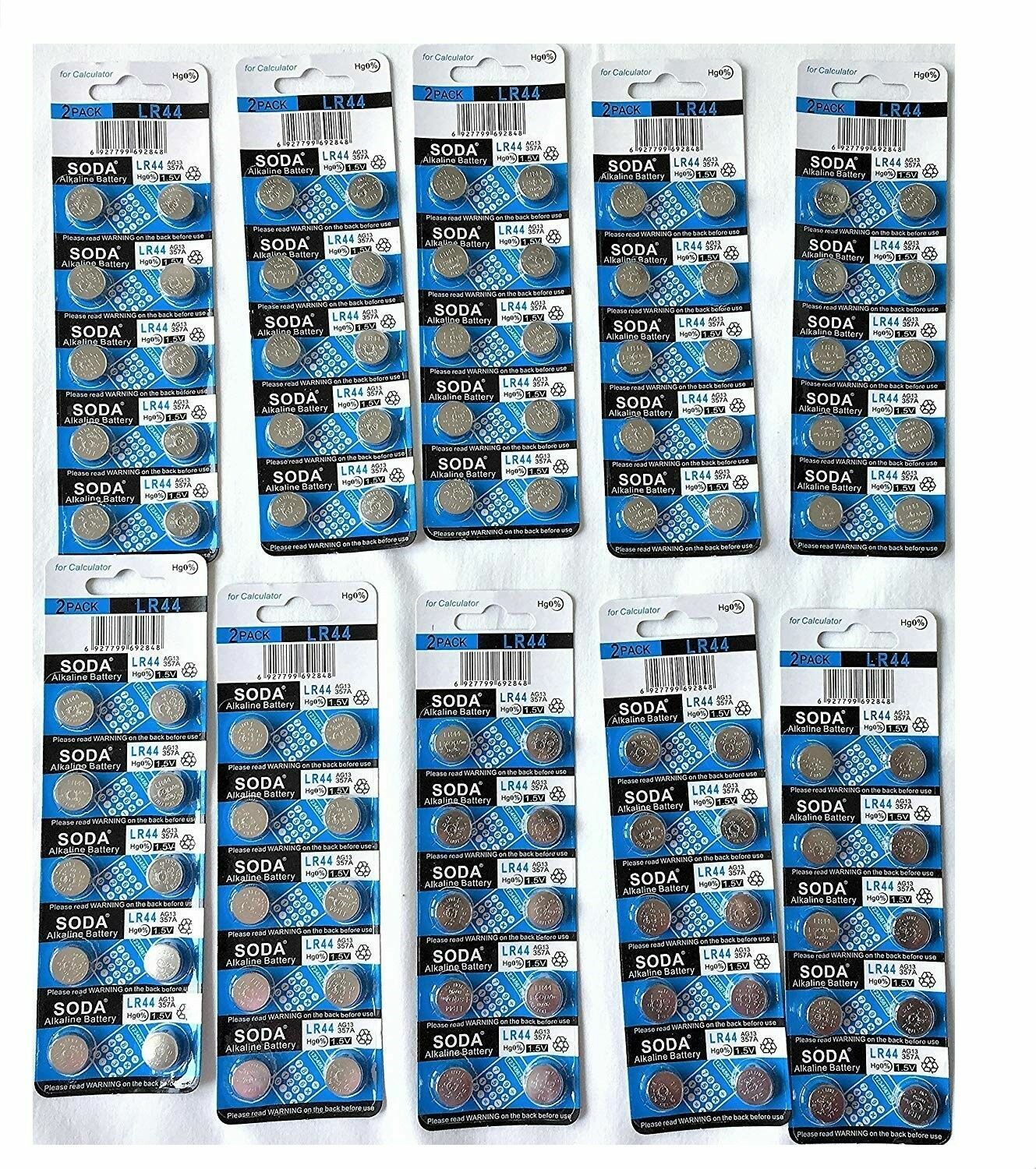 100 pieces LR44 AG13 357A 157 303 A76 L1154 1.55V Alkaline Battery SODA