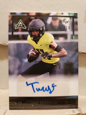 Troy Franklin 2021 Leaf Memories Gold Rookies Auto /10 SSP Rookie RC Oregon