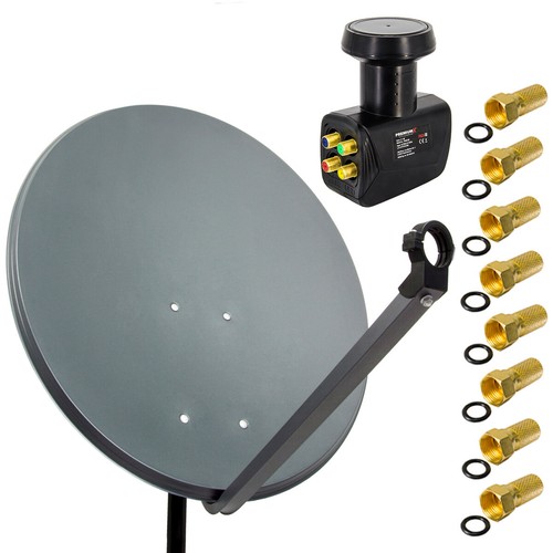 PremiumX satellite system 80 cm satellite dish mirror antenna quad LNB