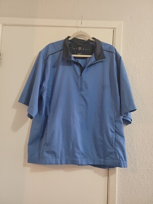 Nike Golf Short Sleeve Pullover Windbreaker Jacket Blue 1/4 Zipper Pockets  XL