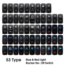 Boat Car Marine Dash Rocker Switch Blue Red Dual ILLUMINATED LED ON-OFF Light