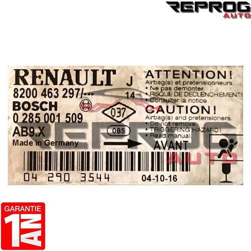 CALCULATEUR AIRBAG VIERGE RENAULT MODUS 0285001509 8200475989 AB9.X BOSCH - Picture 2 of 2