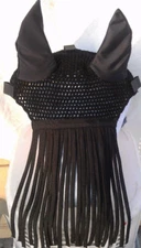 Horse Fly Bonnet Ear Net with Fringe Hood Veil Hand Made Mask Insect Repellent