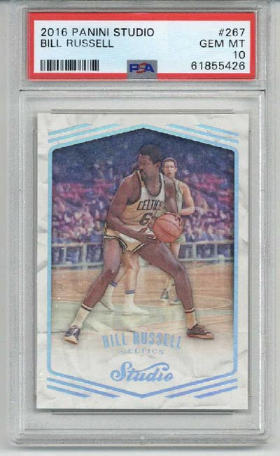 2016 PANINI STUDIO #267 BILL RUSSELL CARD BOSTON CELTICS PSA 10 LOW POP RARE