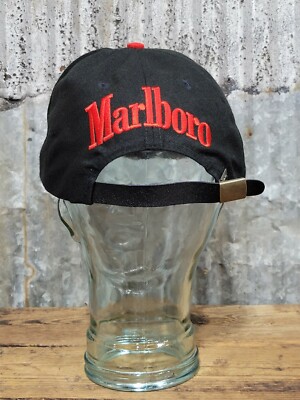 Vtg NOS 90s Marlboro Lizard Rock Black Red Strapback Trucker Vtg NOS 90s Marlboro Lizard Rock Black Red Strapback Trucker