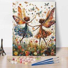 Adult Paint by Number Kits On Canvas, Two Elf Painting by Numbers, Elves in The