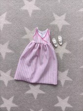 Barbie Midge Doll Maternity Dress Pregnant Outfit Pink Stripe White Flat Sandals