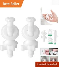 Toilet Seat Screws Replacement - Durable White Plastic Bolts  Nuts 2 Pack 