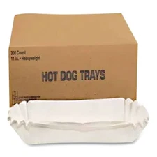 Hoffmaster 610740 6" x 2" x 2" Fluted Hot Dog Trays - WHT (3000/Carton) New