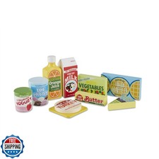 Melissa and Doug Fridge Food, Wooden Play Food for Kids Kitchen P