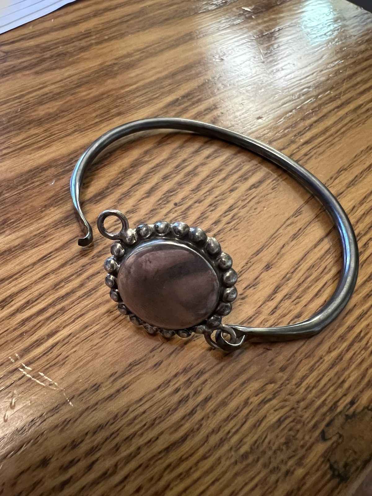 Sterling Silver Engravable Disc Hinged Bangle - image 6