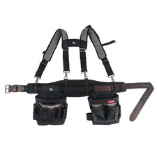 Husky Electricians 2-Bag Tool Belt Suspenders Black Polyester Pro (HD00174)