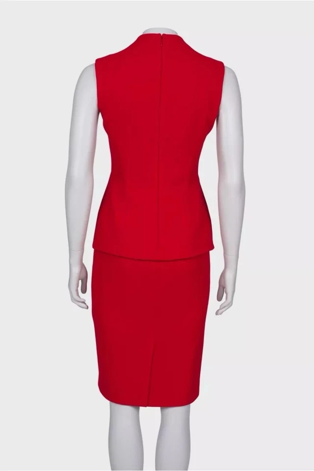 Vestido ALEXANDER MCQUEEN IT 46 UK 14 Rojo Lana Sin Mangas Peplum Hasta la Rodilla Foto 2 de 3