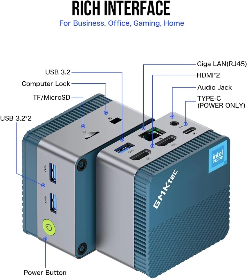 Mini PC Intel N97 (Up to 3.60Ghz) Micro Desktop Computer 12GB DDR5 512GB SSD for - Image 3 of 4