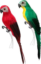 2PCS Artificial Parrot Life Size Foam Feather Parrot Macaw Birds for Decoration
