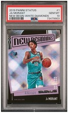 2019 Panini Status JA MORANT White Diamonds New Beginnings RC Rookie PSA 10 /125