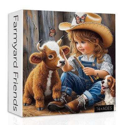 Animal Farm Puzzles for Adults 1000 Pieces, Cute Highland Cow Puppy Jigsaw Pu...