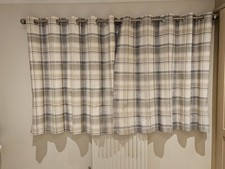 Pair Of Dunelm Checked Pattern Curtains 55" X 66"