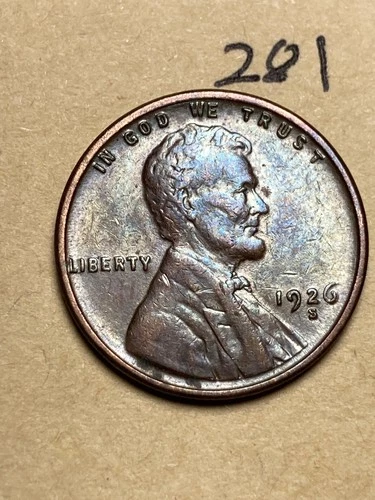 1926-S LINCOLN WHEAT CENT,  low mintage date, Very Fine or better  #281