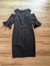 Teri Jon by Rickie Freeman Black Ruffle Bell-Sleeve Mother Of Wedding Dress Sz 6