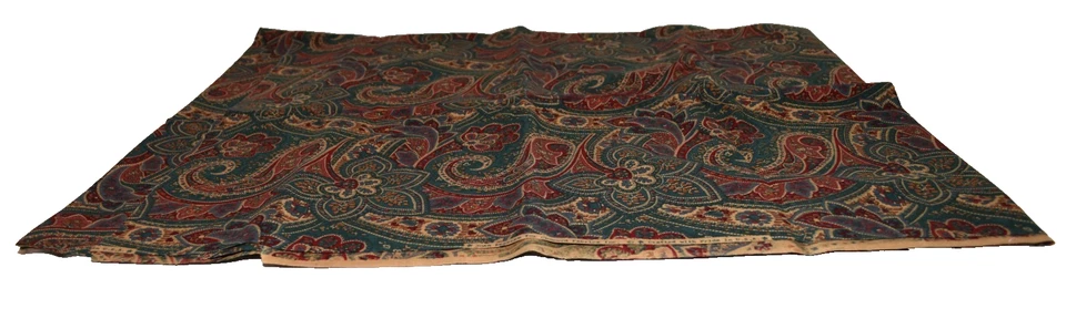 Vintage Joan Kessler for Concord Fabrics Green Red Paisley Fabric 44" x 2 Yd 22" - Image 2 of 4