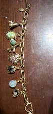 Cookie Lee Gold Tone Signed Dangle Charm Cabl...