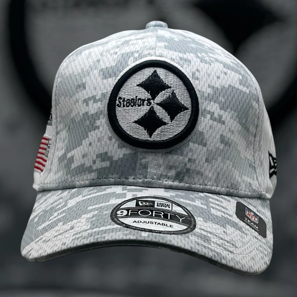 PITTSBURGH STEELERS 2024 SALUTE TO SERVICE NEW ERA 9FORTY WHT CAMO SNAPBACK HAT - Image 3 of 4