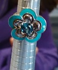 Vintage Blue Enamel Flower Cocktail Ring! FREE SHIPPING — photo 2